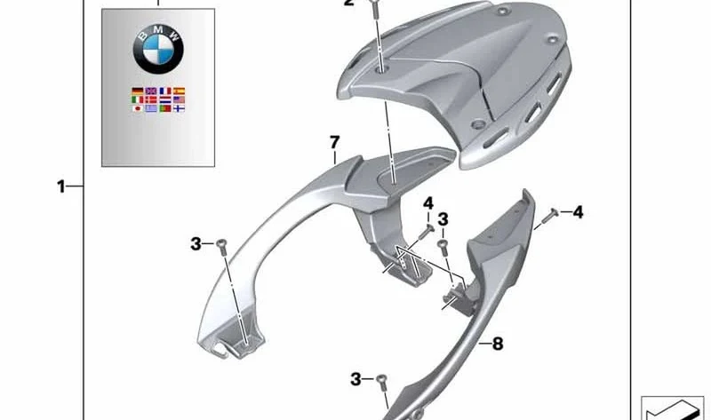Puente portaequipajes trasero OEM 71607715137 para motos BMW K1200S, K1300S. Original BMW Motorrad.