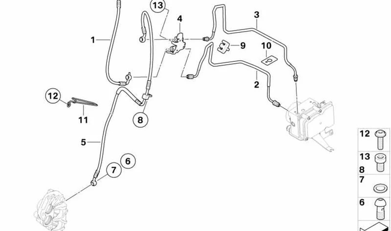 Tubo flexible de freno delantero OEM 34327700786 para motos BMW F650GS, F800GS. Original BMW Motorrad.