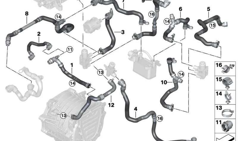 Tubo flexible válvula de conmutación OEM 17128741804 para MINI F56, F57, Cooper SE. Original MINI.