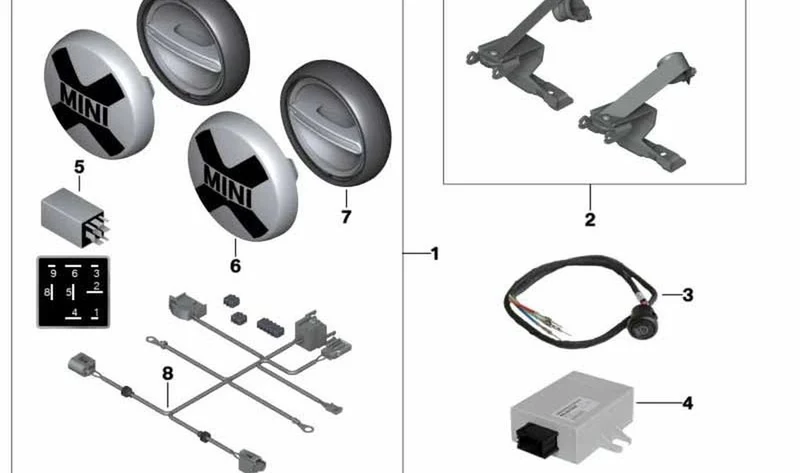 Módulo de control faros adicionales LED OEM 63122289191 para MINI R56, F56, Clubman R55, Cabrio R57, Countryman R60... y más. Original MINI.