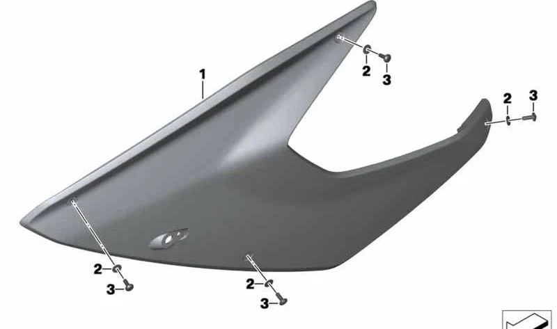 Pieza lateral carenado derecho OEM 46638528610 para motos BMW F800GT, F800S, F800ST. Original BMW Motorrad.