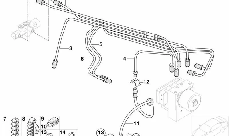 Soporte de tubería de freno OEM 34331492597 para MINI R50, R53, Cabrio R52. Original MINI.