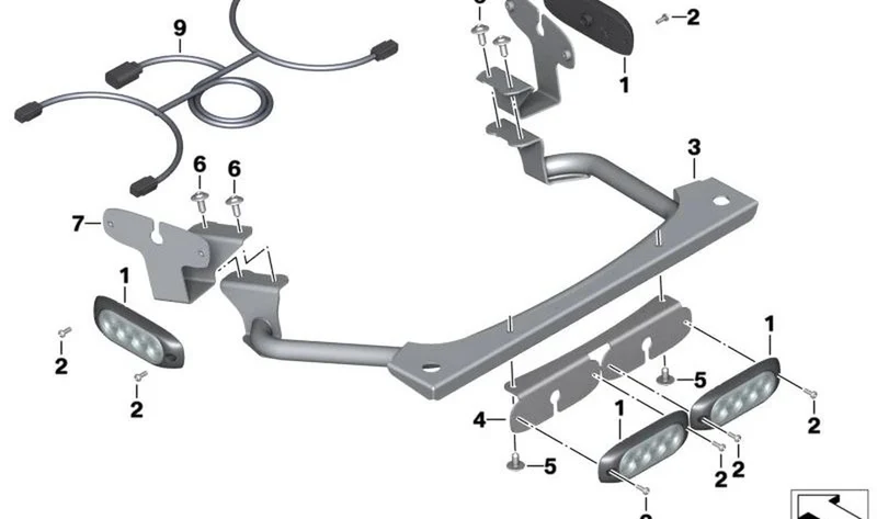 Soporte piloto de destellos trasero OEM 63178544602 para BMW Motorrad F750GS, F850GS, R1250RT, R1200RT. Original BMW Motorrad.