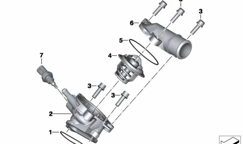 Caja del termostato OEM 11537707492 para motos BMW S 1000 RR, S 1000 R, S 1000 XR, HP4... y más. Original BMW Motorrad.