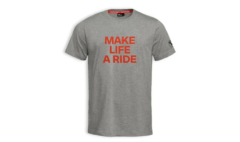 Camiseta gris melange talla L OEM 76615B3E463 "Make Life A Ride" para BMW Motorrad. Original BMW Motorrad.