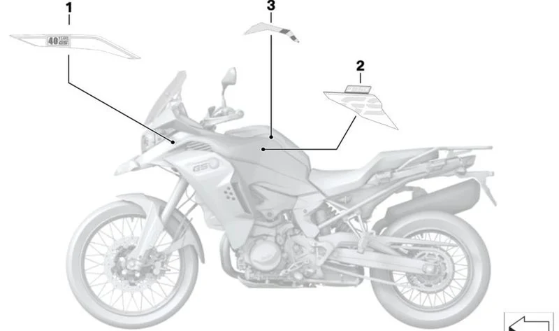 Inscripción revestimiento lateral izquierdo OEM 51149829443 para BMW Motorrad F 850 GS Adventure (K82). Original BMW Motorrad.
