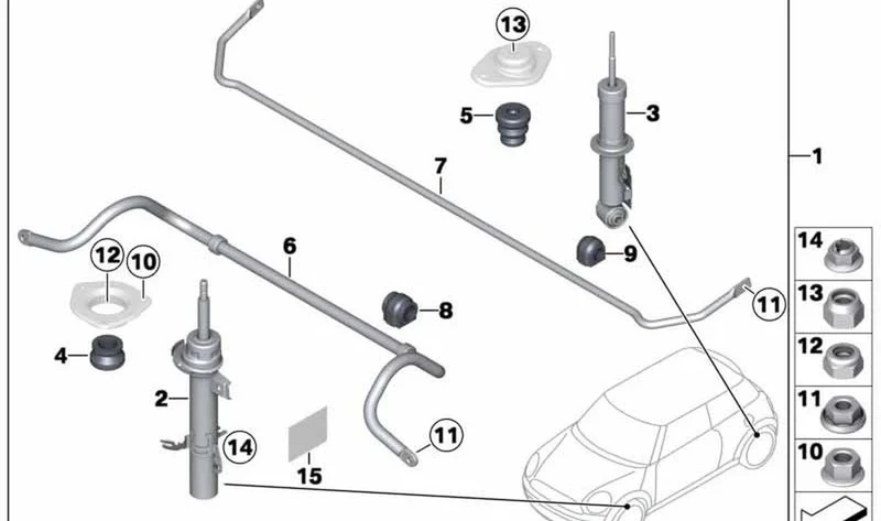 Estabilizador delantero OEM 31356778646 para MINI R56, R56 LCI, Clubman R55, Clubman R55 LCI, Coupé R58. Original MINI.