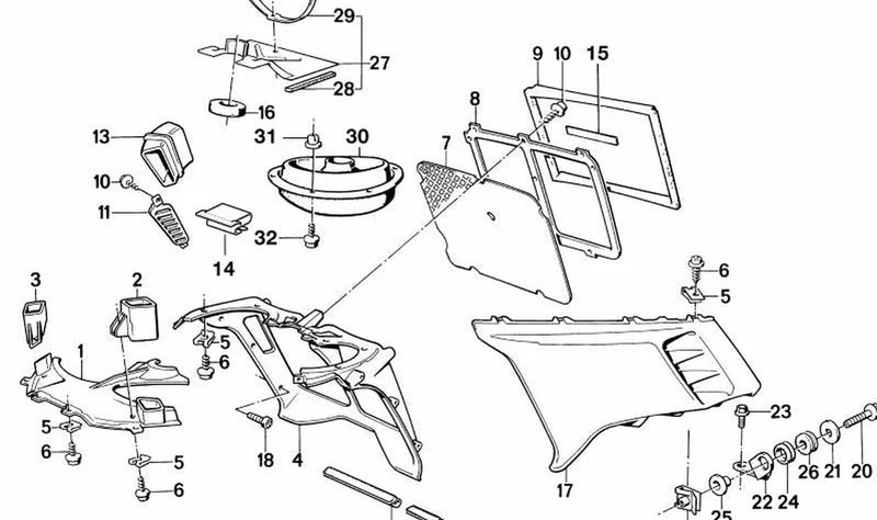 Revestimiento lateral derecho OEM 46630144256 para motos BMW K100 RS, K1. Original BMW Motorrad.