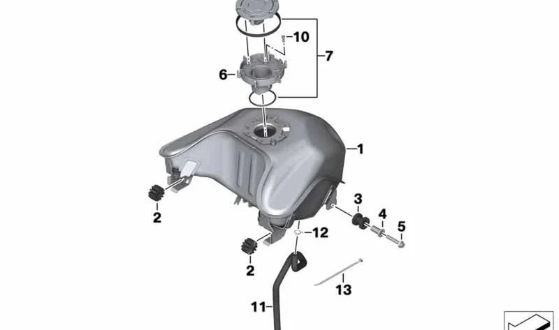 Depósito de combustible OEM 16119445155 para BMW Motorrad G 310 R (K03) desde 04/2016. Original BMW Motorrad.