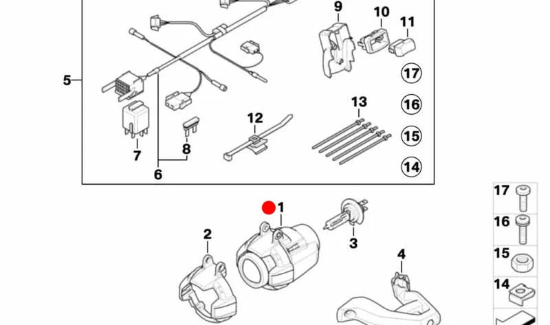 Faro suplementario OEM 63127709430 para motos BMW R 1200 GS, R 1200 GS Adventure. Original BMW Motorrad.