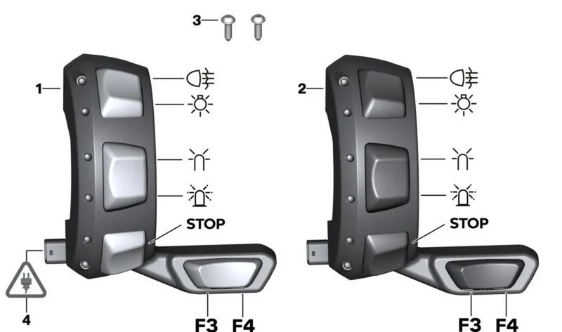 Interruptor adicional derecho OEM 61318394472 para BMW Motorrad F 750 GS, F 850 GS, F 800 GS, F 900 GS. Original BMW Motorrad.