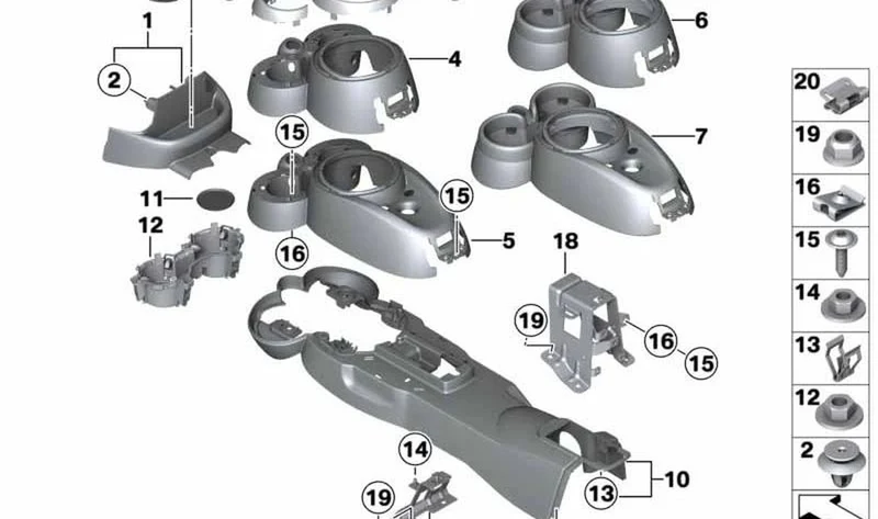 Anillo embellecedor de cambio OEM 51169810002 para MINI Countryman R60, Paceman R61. Original MINI.