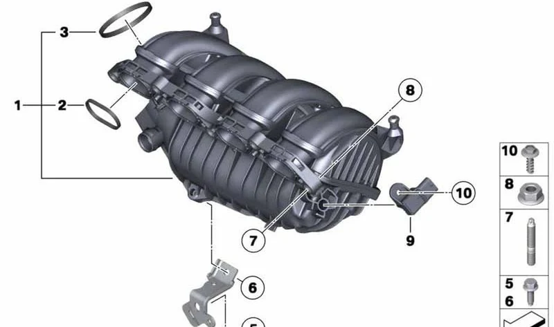 Colector de admisión OEM 11617528174 para MINI R56, R56 LCI, Clubman R55, Cabrio R57, Coupé R58... y más. Original MINI.