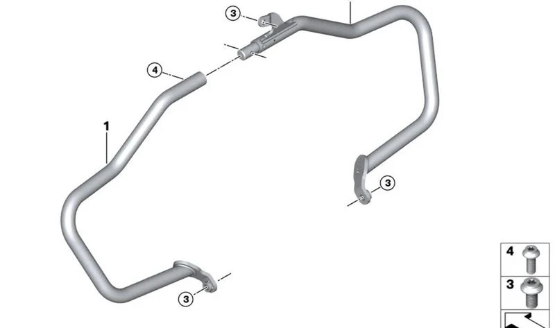Defensa protección motor negra derecha OEM 77145A6A0C4 para BMW R18, R18 Classic, R18 B, R18 Transcontinental. Original BMW Motorrad.