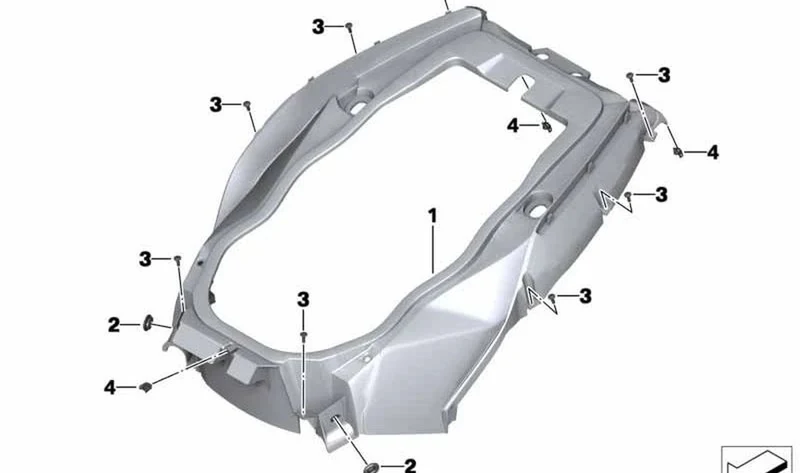 Moldura compartimento portaobjetos OEM 46637725005 para BMW Motorrad C 650 GT (2011-2020). Original BMW Motorrad.