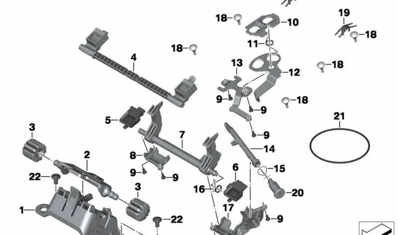 Bloque de regulación de asiento OEM 52538533654 para motos BMW R1200GS, R1250GS, R1200GS Adventure, R1250GS Adventure. Original BMW Motorrad.