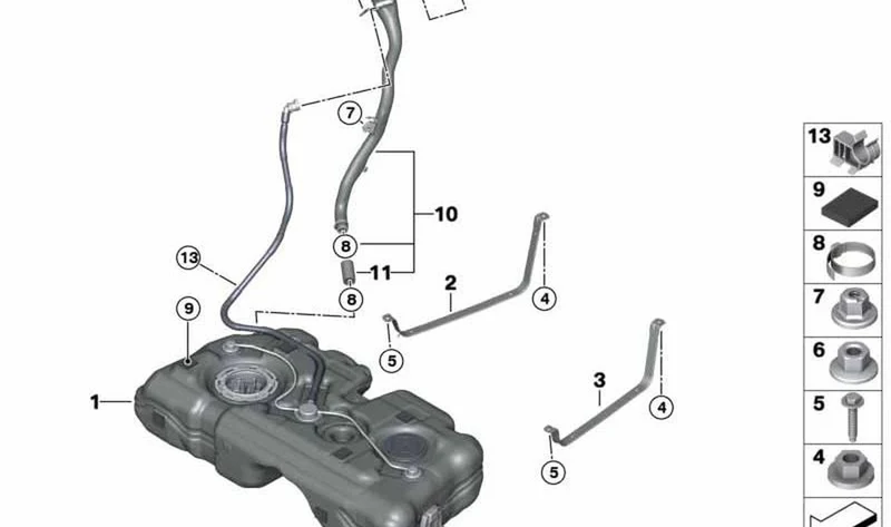 Tubo de llenado de materia sintética OEM 16117477339 para MINI Countryman F60, F60 LCI y BMW X2 F39. Original BMW y MINI.