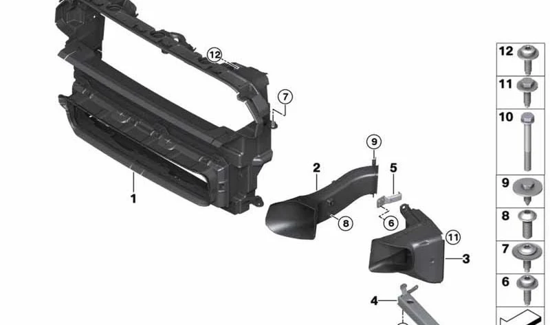 Canalización de aire radiador adicional izquierdo OEM 51749464174 para MINI F60 Countryman LCI. Original MINI.