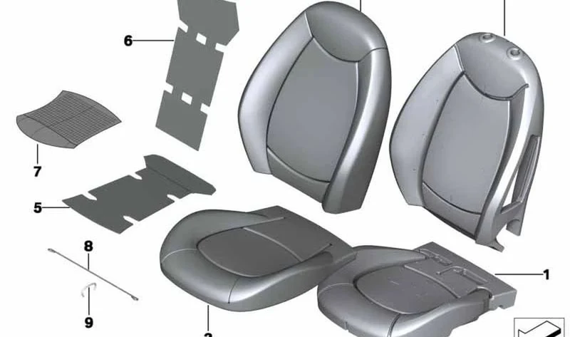 Funda de asiento sportivo de cuero izquierda OEM 52109806595 para MINI Countryman R60. Original MINI.