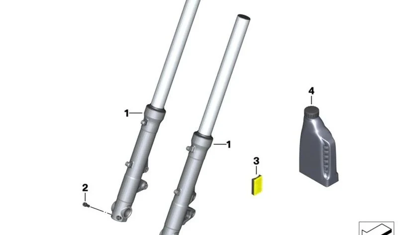 Rama de horquilla delantera derecha OEM 31427685004 para motos BMW F800S, F800ST. Original BMW Motorrad.