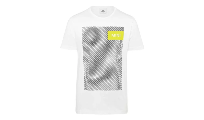 Camiseta Wordmark Signet blanca y amarilla talla XXL OEM 80145A0A558 para BMW y MINI. Original MINI.