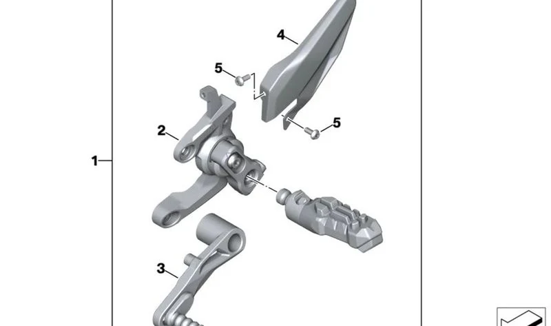 Descansa-pies izquierdo OEM 46719445025 para motos BMW S 1000 XR (K69), M 1000 XR (KM9). Original BMW Motorrad.