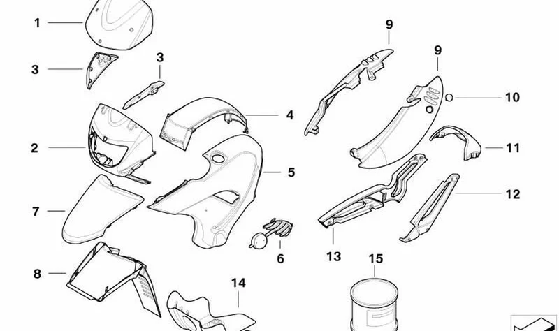 Lateral imprimado trasero izquierdo OEM 46627727179 para motos BMW G 650 GS (R13). Original BMW Motorrad.