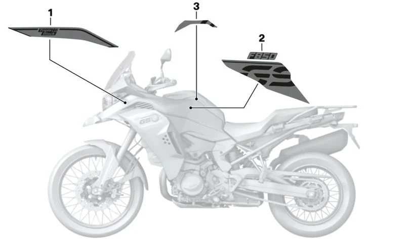Inscripción izquierda OEM 51147925501 para motos BMW F 850 GS Adventure, F 900 GS Adventure. Original BMW Motorrad.