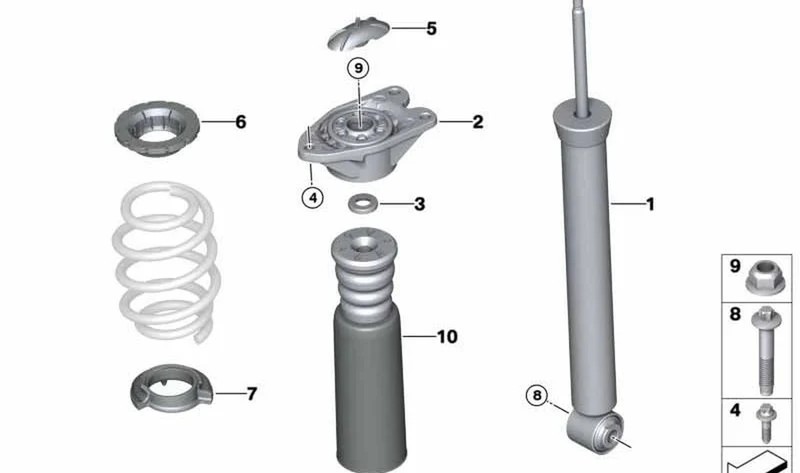 Amortiguador trasero OEM 33526879653 para MINI F56, F56 LCI. Original MINI.