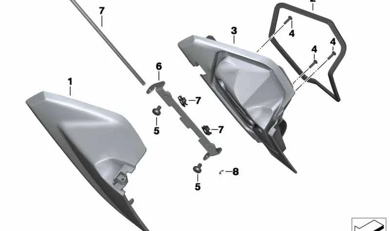Moldura portaobjetos izquierda OEM 46637724905 para BMW Motorrad C600 Sport, C650 Sport. Original BMW Motorrad.