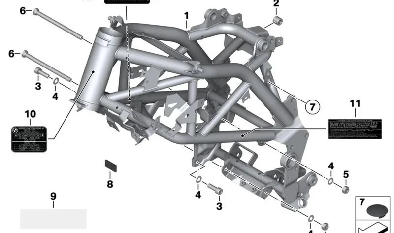 Chasis delantero sin VIN OEM 46511542803 para BMW Motorrad G 310 R (K03). Original BMW Motorrad.
