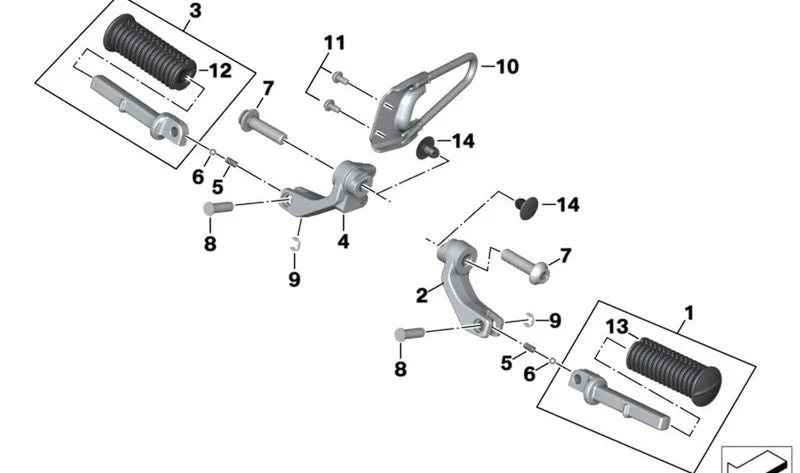 Reposapiés de goma derecho OEM 46719444654 para motos BMW R18, R18 Classic, R18 Roctane. Original BMW Motorrad.
