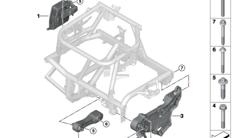 Soporte de motor OEM 22318486851 para MINI F56, F57 Cooper SE. Original MINI.