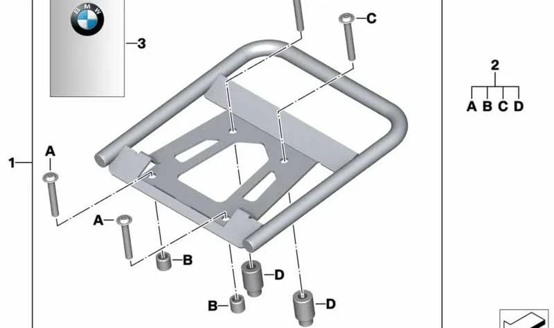 Juego de piezas adosadas soporte Topcase OEM 71607714518 para BMW F 800 GS, F 800 GS Adventure. Original BMW Motorrad.