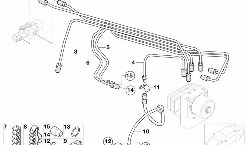 Soporte tubería de freno OEM 34321022150 para MINI R50, R53, Cabrio R52. Original MINI.