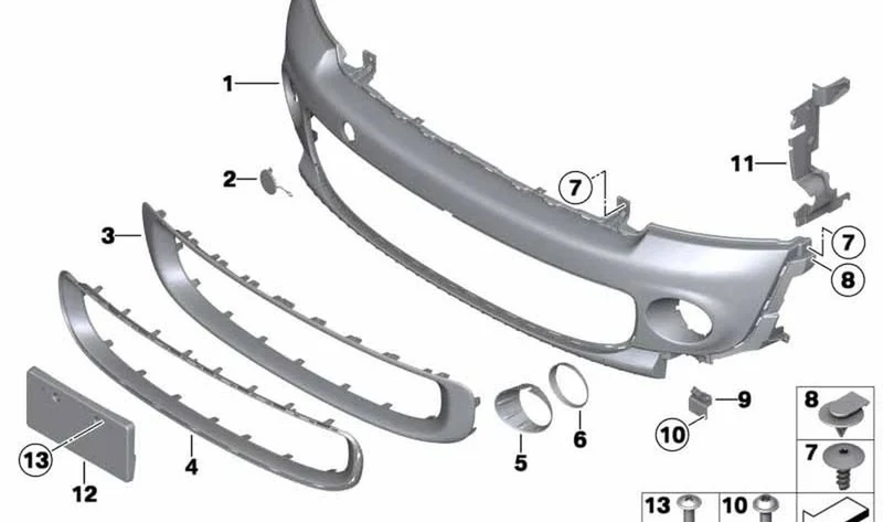 Revestimiento de parachoques delantero imprimado OEM 51117268746 para MINI R56 LCI, Clubman R55 LCI, Cabrio R57 LCI, Coupé R58, Roadster R59. Original MINI.