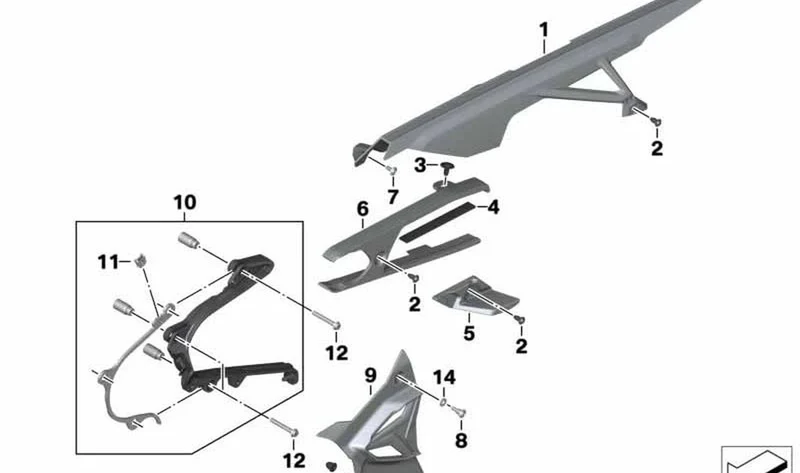 Protección trasera OEM 33358361543 para motos BMW M 1000 R, M 1000 RR, S 1000 R, S 1000 RR. Original BMW Motorrad.