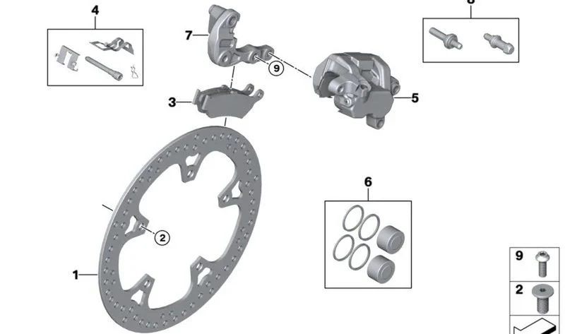 Juego de reparación fuelle de goma OEM 34212330312 para motos BMW R 1200 GS, R 1250 GS, F 800 GS, S 1000 RR... y más. Original BMW Motorrad.