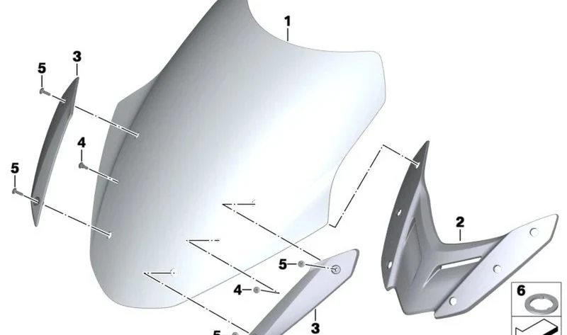 Moldura parabrisas izquierda OEM 46638367337 para motos BMW R 1200 RT, R 1250 RT. Original BMW Motorrad.