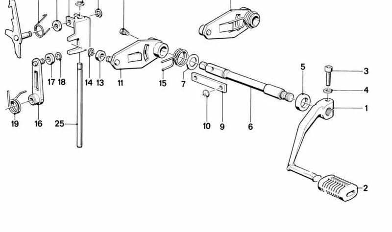 Palanca de mando OEM 23311464225 para motos BMW K75, K100, K100 RS, K100 LT. Original BMW Motorrad.