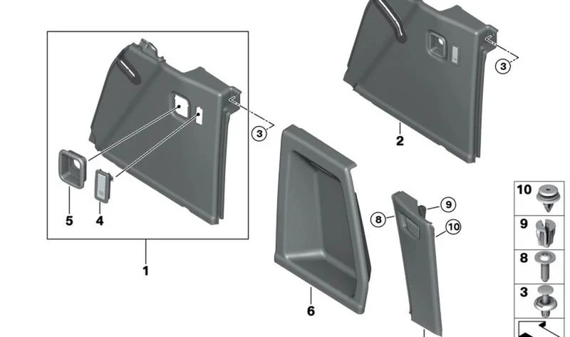 Soporte bolsillo OEM 51477434632 para MINI Clubman F54, F54 LCI y BMW X3 G01, G01 LCI, iX3 G08 BEV... y más. Original BMW y MINI.