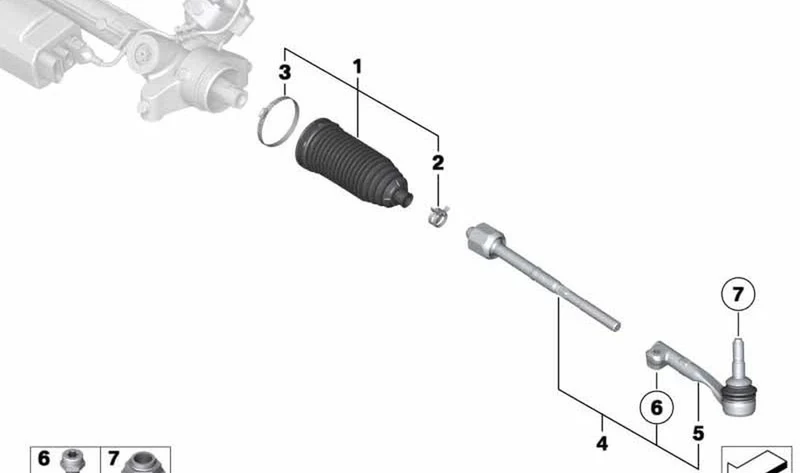 Articulación esférica derecha OEM 32105A018C9 para MINI F56, F55, F57, F66... y más. Original MINI.
