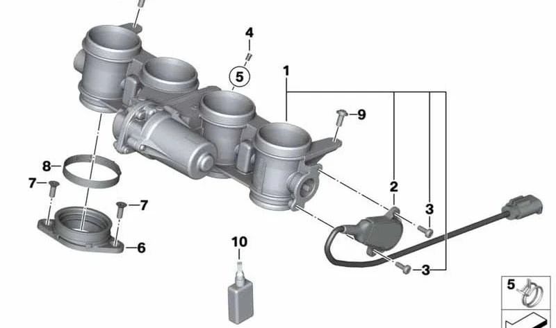 Tubuladura de aspiración OEM 11618545092 para motos BMW S 1000 RR, S 1000 R, S 1000 XR, HP4 Race. Original BMW Motorrad.