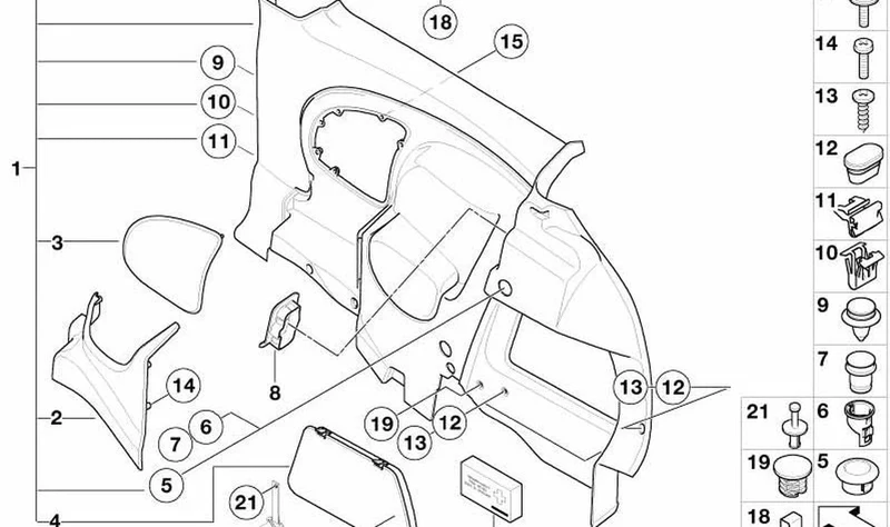 Rejilla altavoz izquierdo OEM 51437120179 para MINI R50, R53, Cooper, One. Original MINI.
