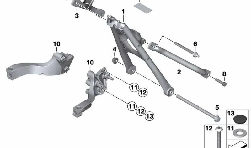 Tirante izquierdo OEM 46517709261 para BMW Motorrad R K29 HP2 Sport, R 1200 S. Original BMW Motorrad.