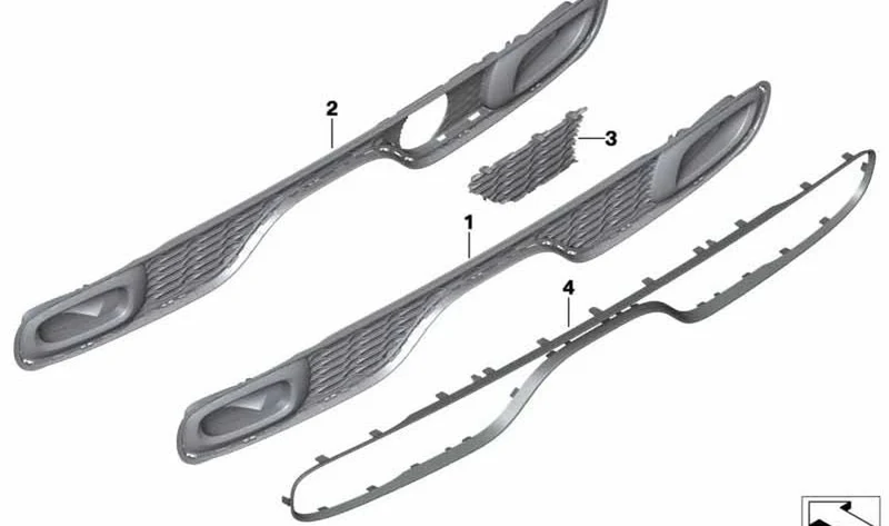 Rejilla del parachoques trasero OEM 51127365091 para MINI F56, F55, Cabrio F57. Original MINI.