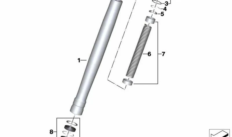 Tubo vertical negro OEM 31428358765 para BMW Motorrad F 900 XR (K84) y variantes 0K21, 0K01, 0R01. Original BMW Motorrad.