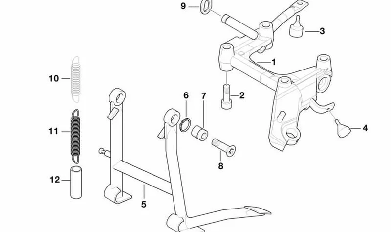 Caballete central OEM 46522332167 para BMW K 1200 LT, K 1200 RS. Original BMW Motorrad.