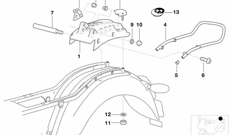 Tapón de portaequipajes trasero OEM 52512328648 para motos BMW R 1200 C, R 850 C, R 1200 C Montauk… y más. Original BMW Motorrad.