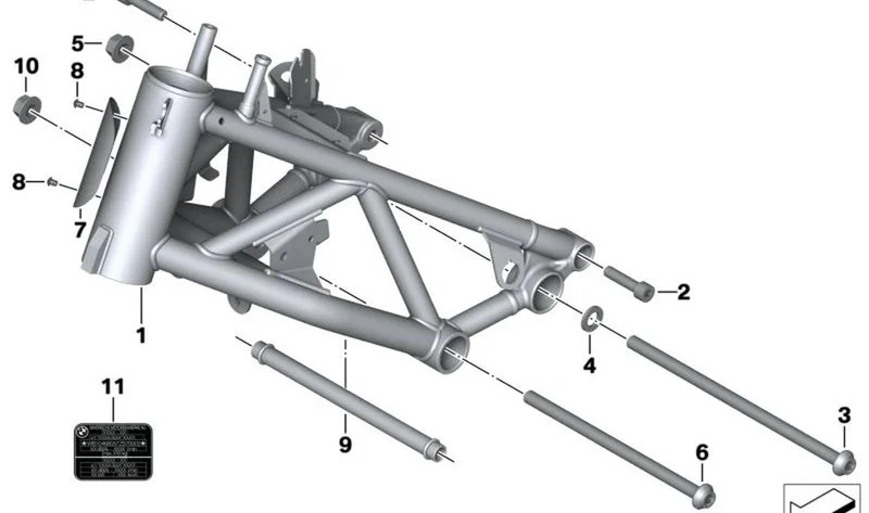 Perno con tuerca semichasis delantero OEM 46517691014 para BMW Motorrad R nineT, HP2 Enduro, HP2 Megamoto. Original BMW Motorrad.